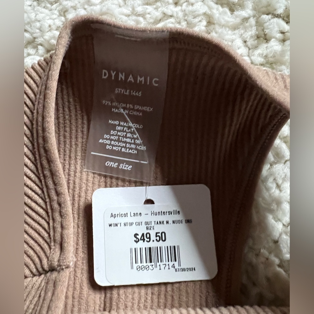 Women’s Ribbed Brown Tank Top Apricot Lane NWT - Picture 3 of 7